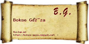 Bokse Géza névjegykártya